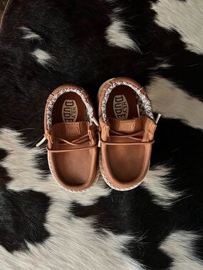 Hey Dude Kids Tan/Brown Slip-On Moccasins